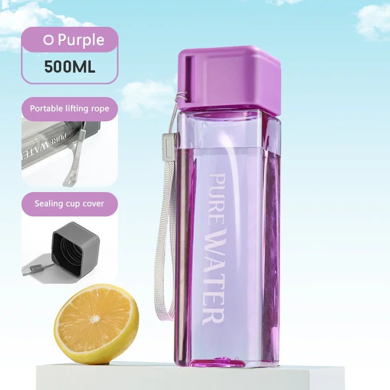 Simple Square Water Bottle Personalized 500ml Portable Creative