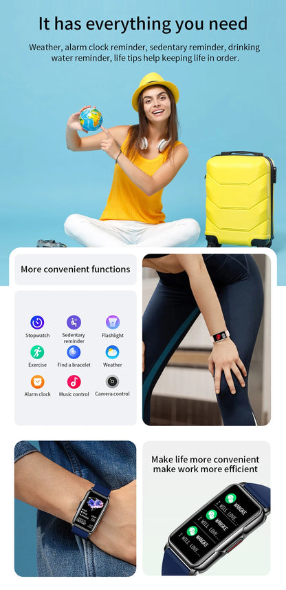 LIGE Smart Watch Women Full Touch Screen Bluetooth Call IP67 Waterproof