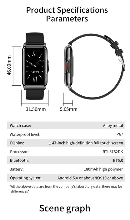 LIGE Smart Watch Women Full Touch Screen Bluetooth Call IP67 Waterproof