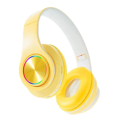P95H,RGB,Moda Ears BT Wireless Headphone Com Mic E Flash Light, Capacete De Música Estéreo LED, Fone De Ouvido Dobrável, Present