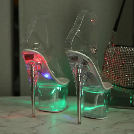 Ltarta 10368 Series 17cm Heel 7.5cm Platform Nightclub High Heels Glowing Sandals Shoes