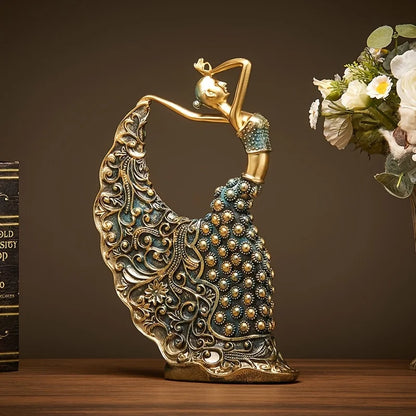 RegalPlume – The Graceful Peacock Dancer Home Deco
