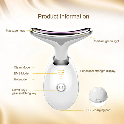 Neck Massager Facial Lifting Three Light Mode Electric Skin Tightener LED Beauty Instrument