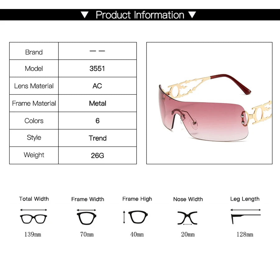 Fashion rimless Y2K sunglasses women men High quality trending product  uv400