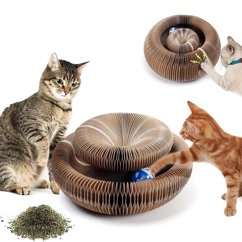 Magic Cat Scratcher Board with Ball – Fun &amp; Relaxing Toy for Cats