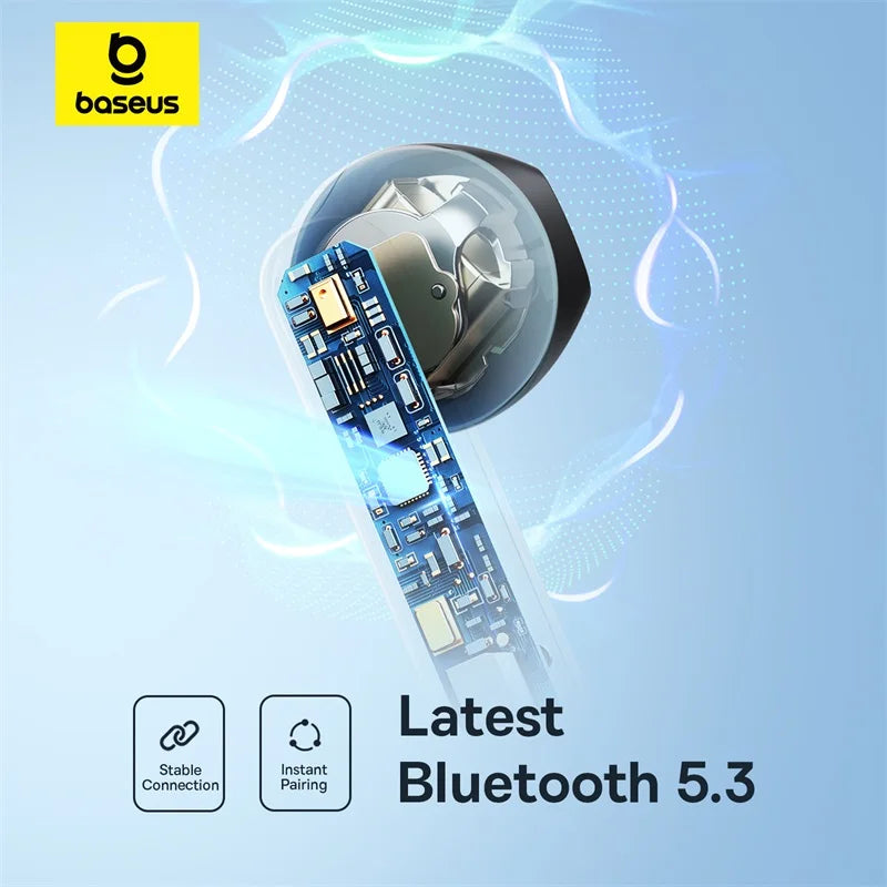 BASEUS In-Ear Wireless Earphones Bluetooth 5.3 30H Bateria de longa duração IPX4 prova d'água