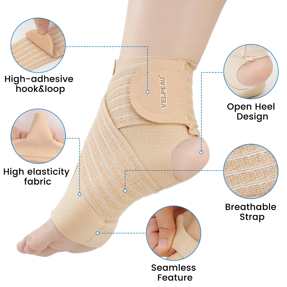 VELPEAU Adjustable Ankle Compression Sleeve for Achilles Tendonitis