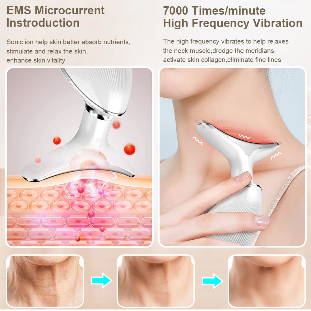 Neck Massager Facial Lifting Three Light Mode Electric Skin Tightener LED Beauty Instrument