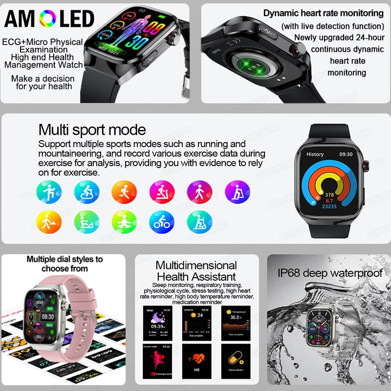 GUHUAVMI Uric Acid Blood Fat Smart Watch – Advanced Health Monitoring at Your Fingertips