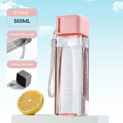 Simple Square Water Bottle Personalized 500ml Portable Creative
