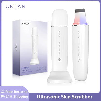 Skin Scrubber Peeling Facial Ultrasonic EMS Lifting Red Blue Skin Care Pore Deep Cleansing Machine IPX7