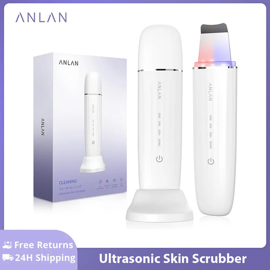 Skin Scrubber Peeling Facial Ultrasonic EMS Lifting Red Blue Skin Care Pore Deep Cleansing Machine IPX7