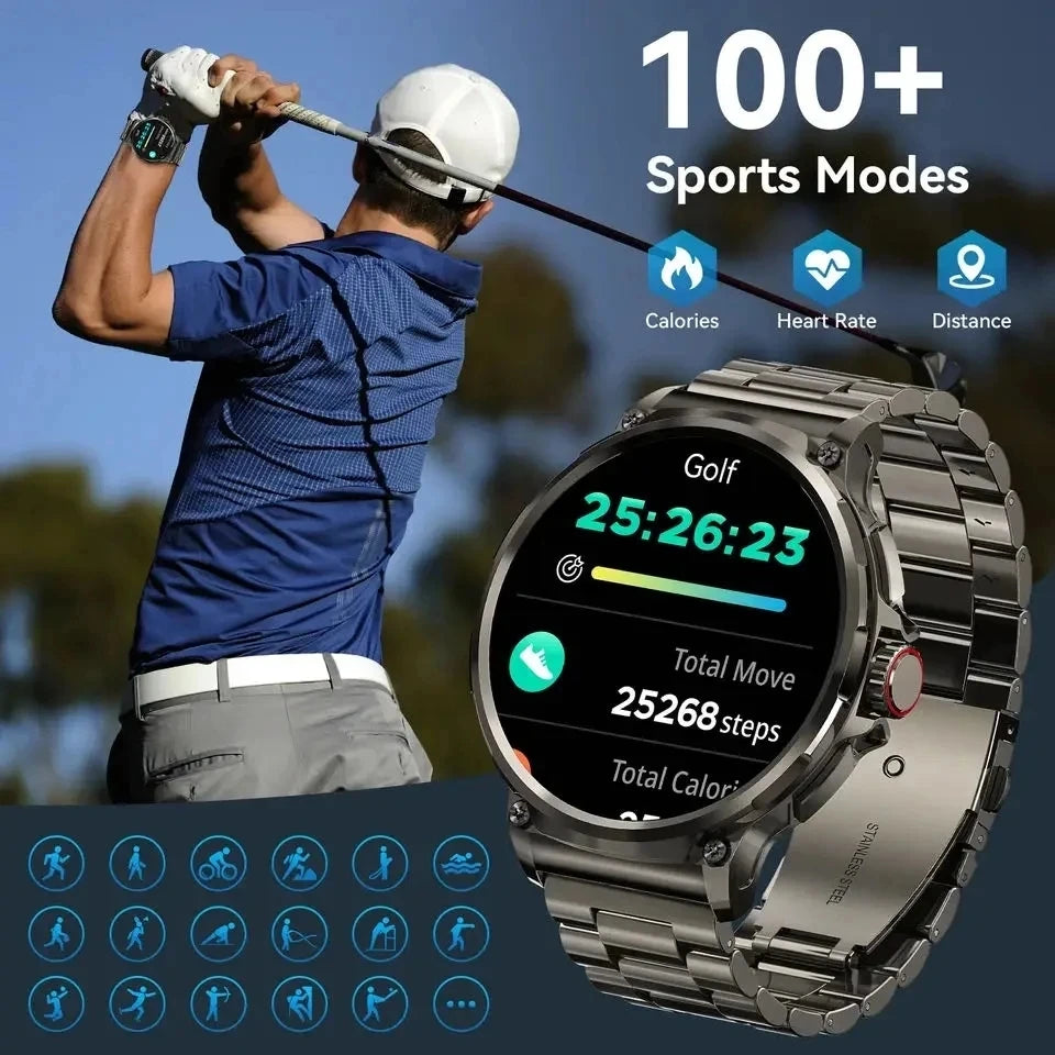 New 1.85-inch Ultra HD Smart Watch with GPS tracking, Bluetooth call, and a 710mAh battery. Perfect for sports and fitness, compatible with Huawei and Xiaomi.