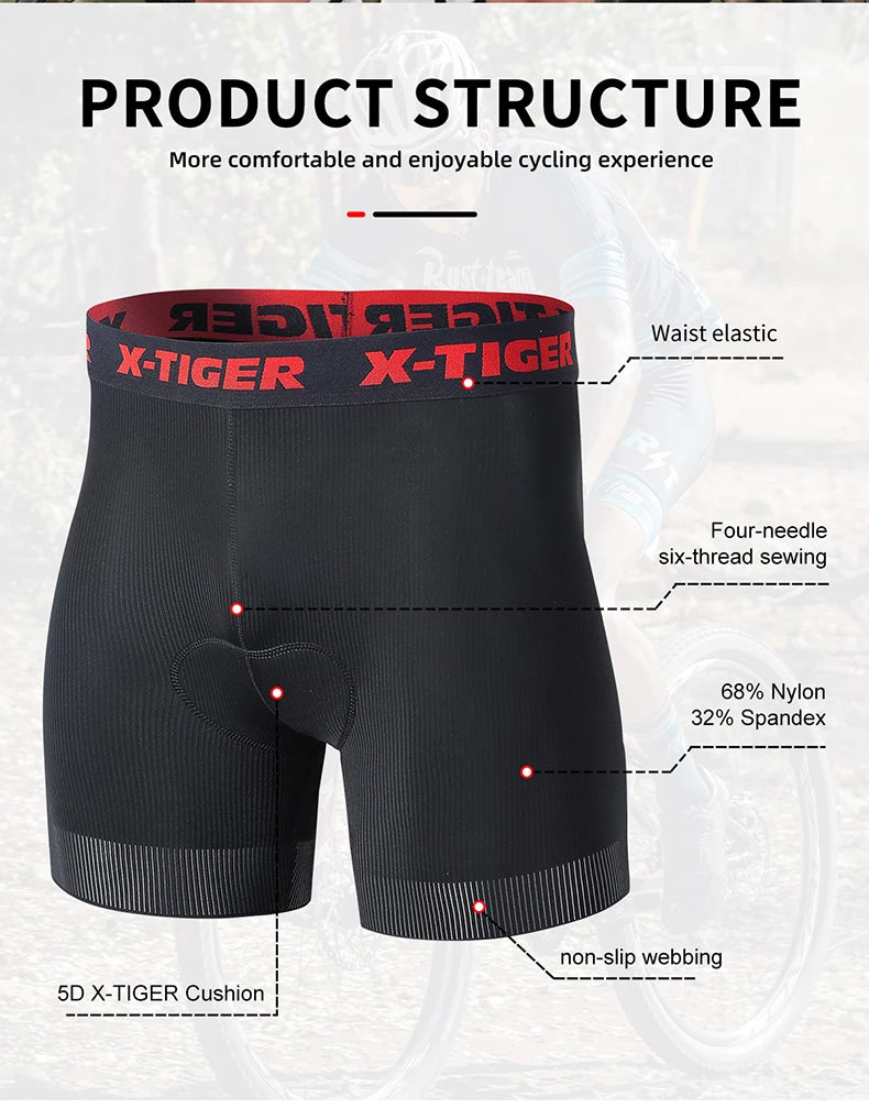 Cycling Underwear Shorts 5D Padded Sports Riding Bike Bicycle MTB Liner