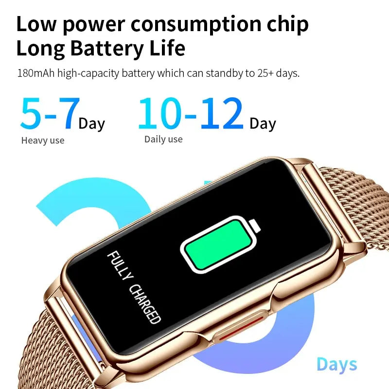 LIGE Smart Watch Women Full Touch Screen Bluetooth Call IP67 Waterproof