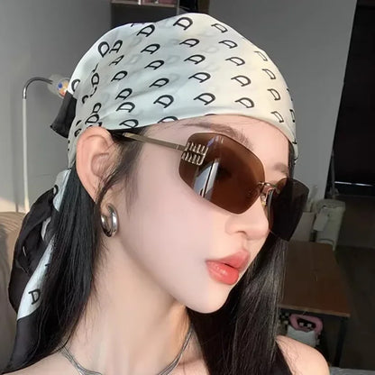 SOZO TU Funky Metal Luxury Rimless Sunglasses for Women