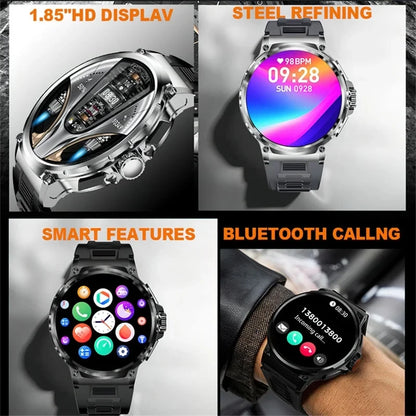 New 1.85-inch Ultra HD Smart Watch with GPS tracking, Bluetooth call, and a 710mAh battery. Perfect for sports and fitness, compatible with Huawei and Xiaomi.