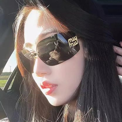 SOZO TU Funky Metal Luxury Rimless Sunglasses for Women