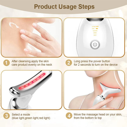 Neck Massager Facial Lifting Three Light Mode Electric Skin Tightener LED Beauty Instrument