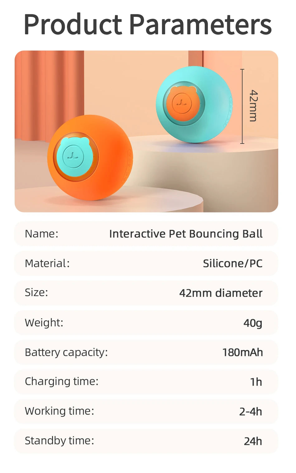 ROJECO Cat Toys Smart Interactive Cat Bouncing Ball Automatic Rolling Ball Training Self-moving Electric Toy Dog Pet Accessories