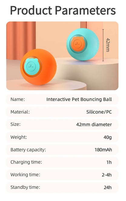 ROJECO Cat Toys Smart Interactive Cat Bouncing Ball Automatic Rolling Ball Training Self-moving Electric Toy Dog Pet Accessories
