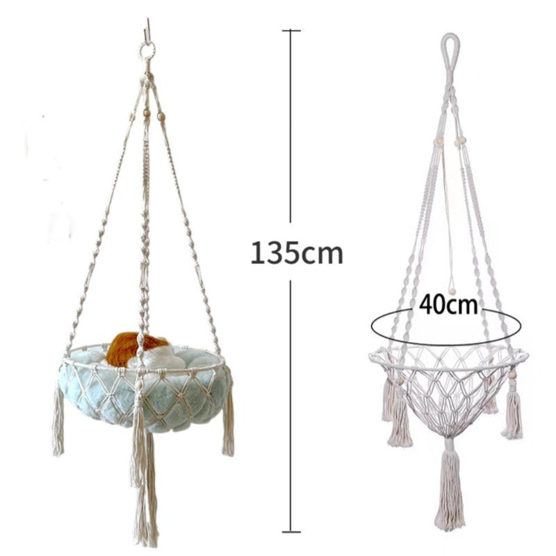 Hammock Cat Swing Hand Woven Cotton Rope Cats Hanging