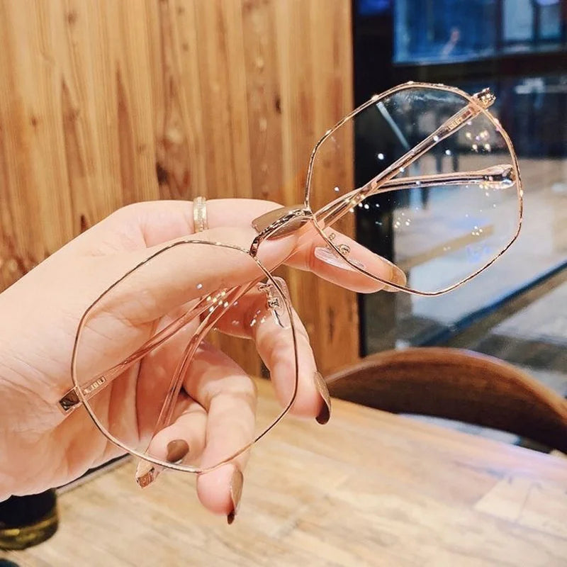 Fashion Anti Blue Light Round Glasses Ultra-Light Metal Frame