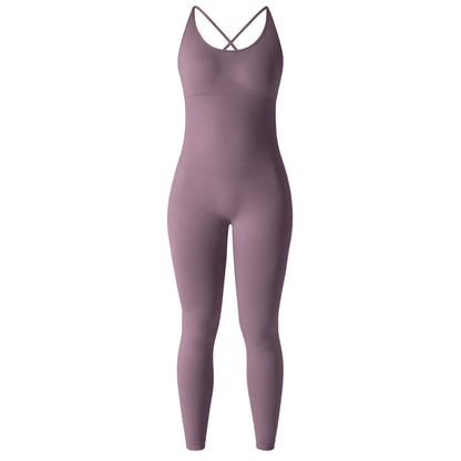 OMKAGI Women’s Full-Length Bodycon Jumpsuit – Sleeveless Athletic & Casual Wear