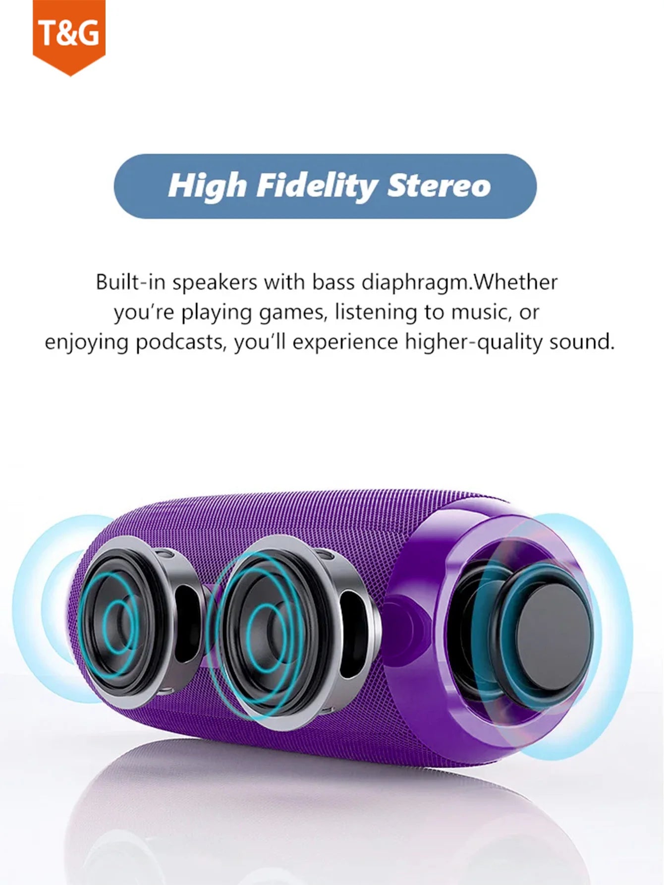 PartyBox TG117 Portable Bluetooth Speaker Outdoor Wireless Woofer Free Call /FM/TF Card/USB