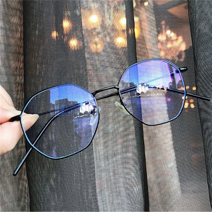 Fashion Anti Blue Light Round Glasses Ultra-Light Metal Frame