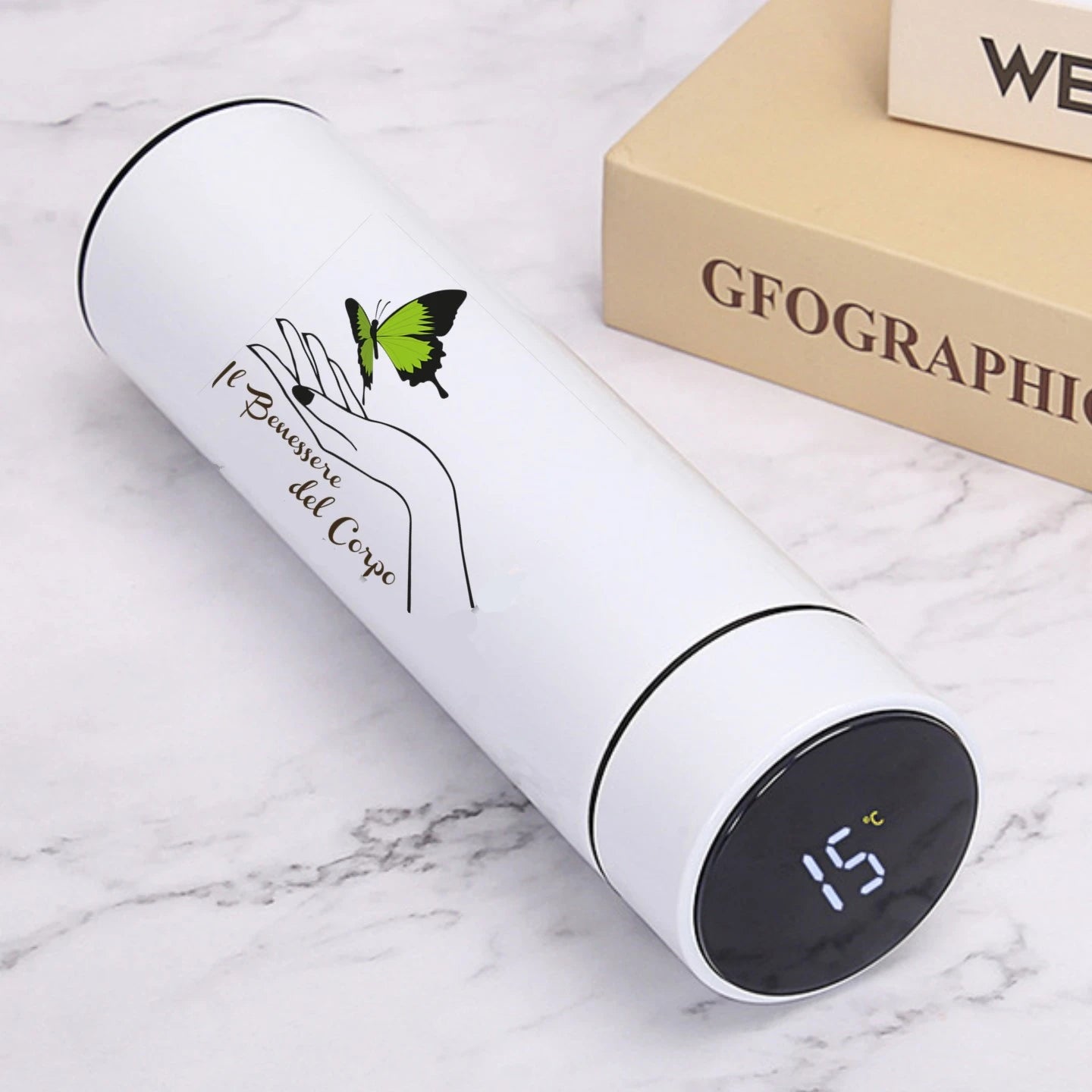 AIZINZUN Smart Display Vacuum Water Bottle – 500ML