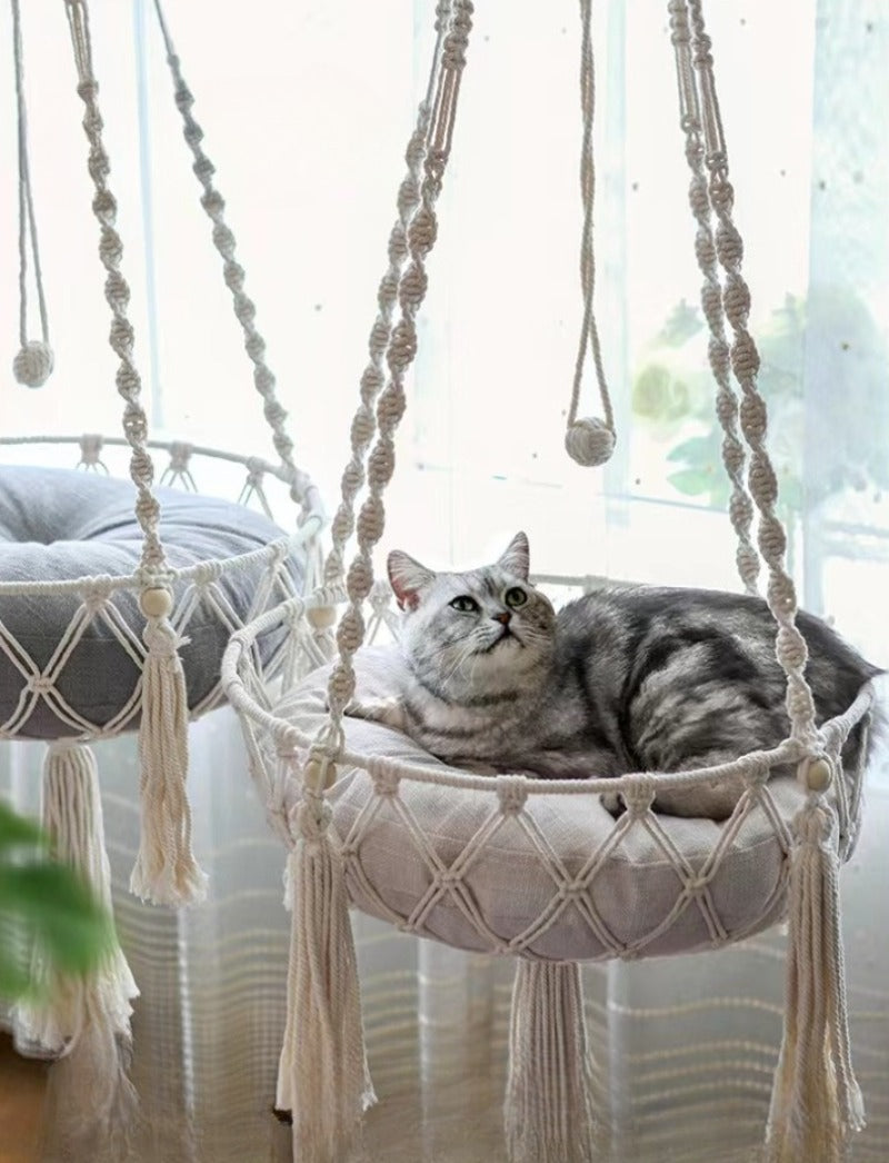 Hammock Cat Swing Hand Woven Cotton Rope Cats Hanging