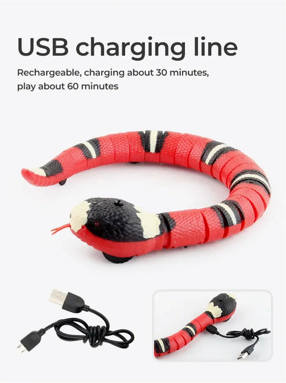 Pet Toys Cat Dog Pet Snake Toys Rechargeable Smart Sensor Snake Automatically Senses Obstacles and Escapes Children's Gift Toys