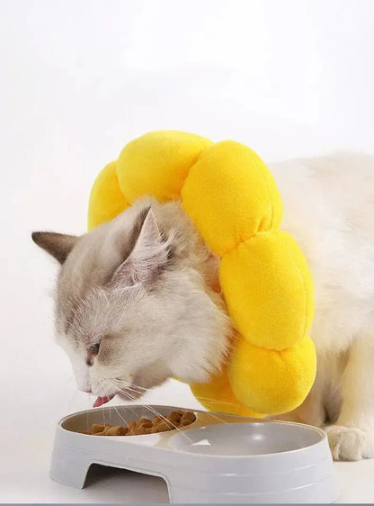Pets Cats After Surgery Wound Protective Collar Cotton Soft Adjustable Elizabeth Collar Prevent Licking Of Hair Sunflower Collar