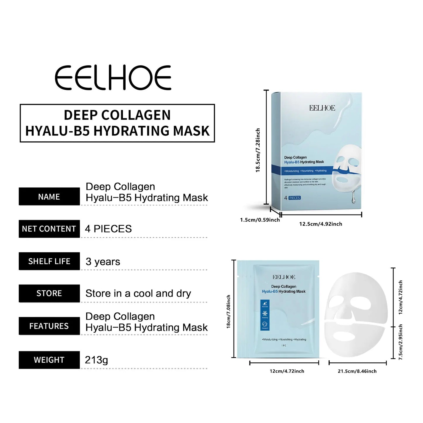 EELHOE Green Tea Collagen Face Mask Vitamin B5 Moisturizing