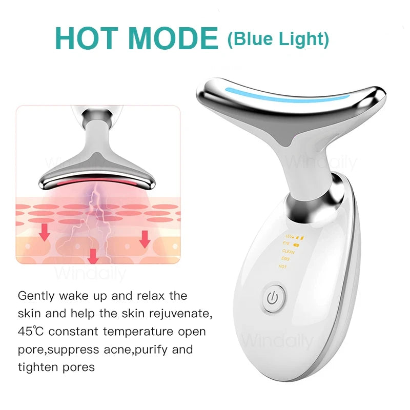 Neck Massager Facial Lifting Three Light Mode Electric Skin Tightener LED Beauty Instrument