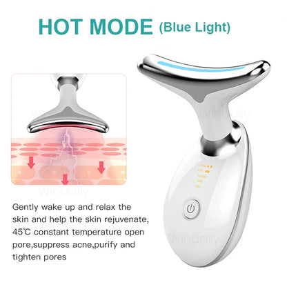 Neck Massager Facial Lifting Three Light Mode Electric Skin Tightener LED Beauty Instrument