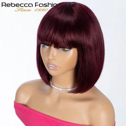 99J Straight Short Bob – 180% Density Chinese Human Hair Wig