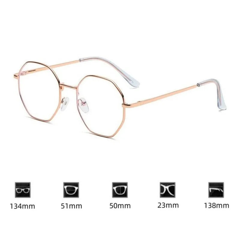 Fashion Anti Blue Light Round Glasses Ultra-Light Metal Frame