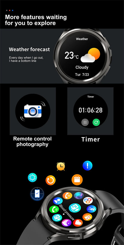 For Samsung Galaxy Watch 6 GPS Sport Smartwatch Men HD Screen GPS Fitness Tracker Waterproof