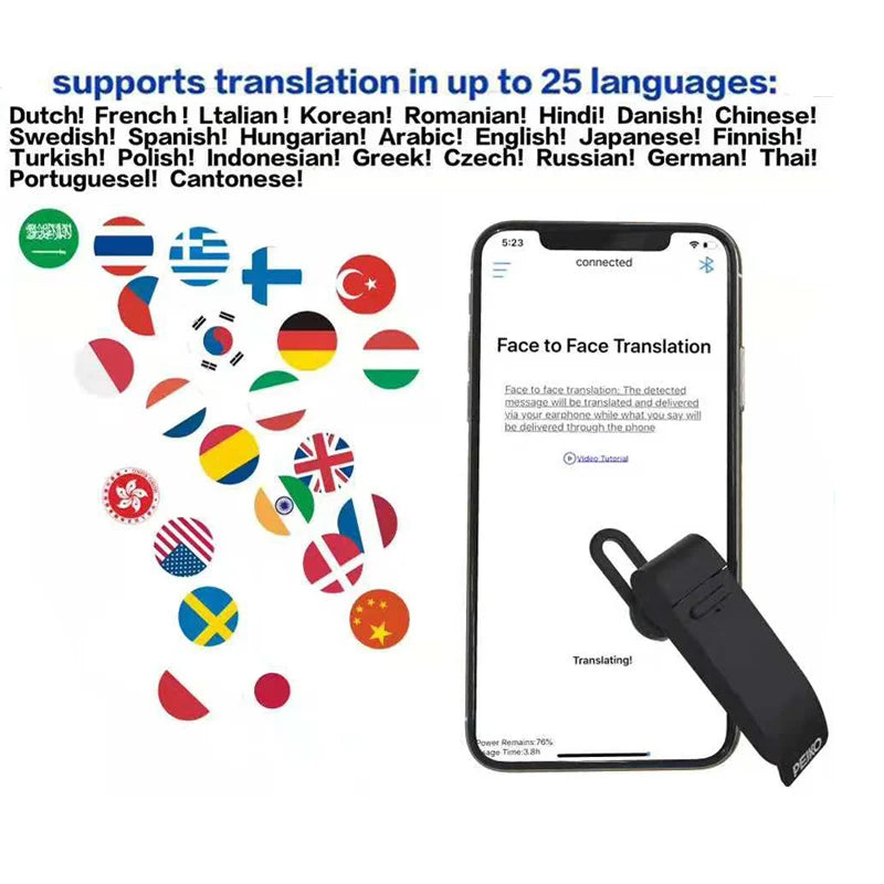 Translation Headphone 25 Languages Smart Voice Translator Instant Translated Wireless Bluetooth