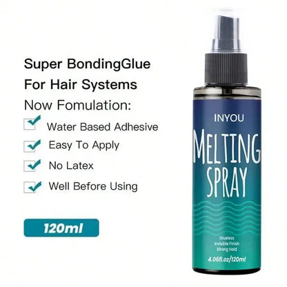 Melting and Holding Spray Glue-Less Hair