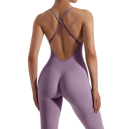 OMKAGI Women’s Full-Length Bodycon Jumpsuit – Sleeveless Athletic & Casual Wear