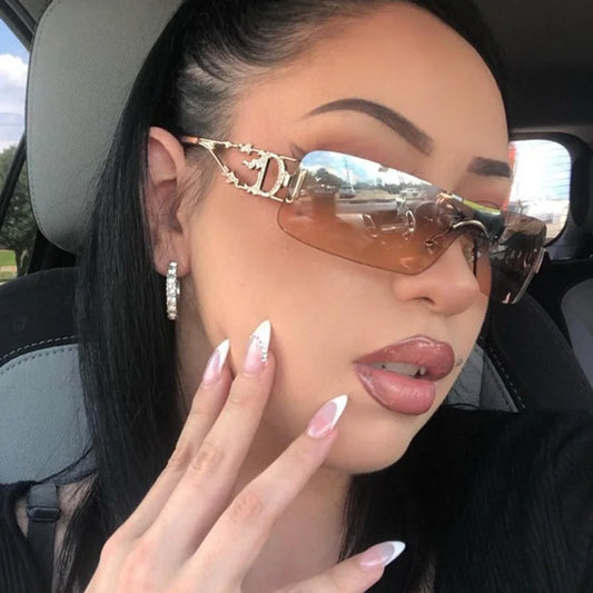 Fashion rimless Y2K sunglasses women men High quality trending product  uv400