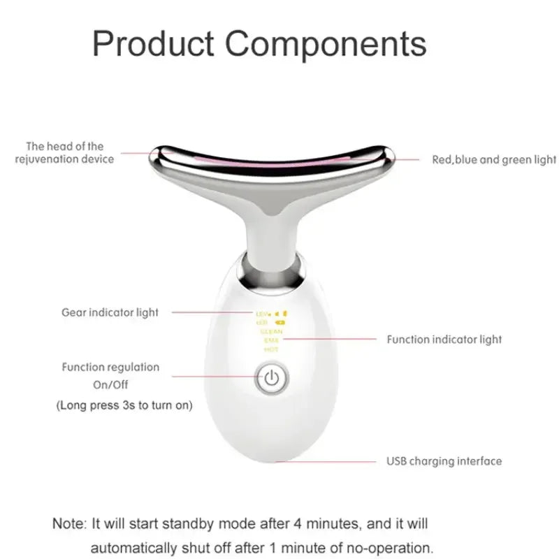 Neck Massager Facial Lifting Three Light Mode Electric Skin Tightener LED Beauty Instrument