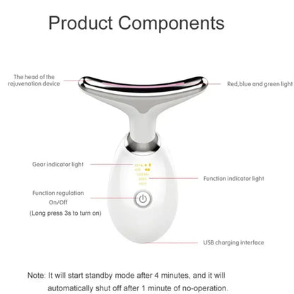 Neck Massager Facial Lifting Three Light Mode Electric Skin Tightener LED Beauty Instrument