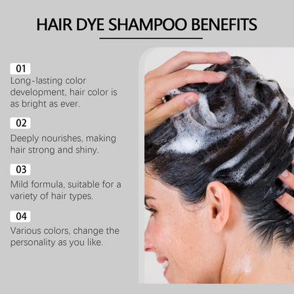 Natural Hair Dye Shampoo Permanent Instant Covering Gray White Organic Herbal