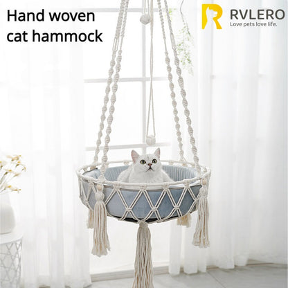 Hammock Cat Swing Hand Woven Cotton Rope Cats Hanging