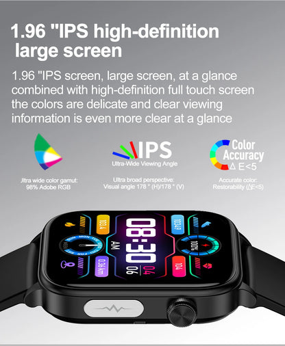 ECG+PPG Medical-Grade Smartwatch for Men: Monitors blood glucose, lipids, and uric acid, with Bluetooth connectivity for comprehensive health tracking.
