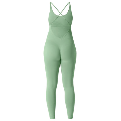 OMKAGI Women’s Full-Length Bodycon Jumpsuit – Sleeveless Athletic & Casual Wear
